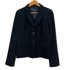 Ann Taylor Tuxedo Style Blazer Dual Button Slim Cut Black - 10